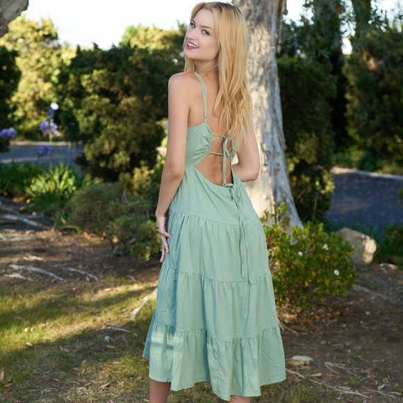 Comfy And Ready Sally Spaghetti Dress in Green - Picture 7 of 16